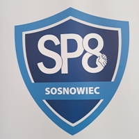 grafika z logo szkoły - tarcza szkolna z napisem SP8