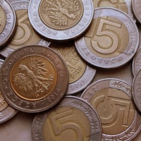 zdjęcie przedstawia monety pięciozłotowe